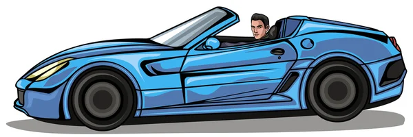 Homem de cabriolet azul —  Vetores de Stock