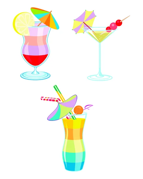 Ensemble de quatre cocktails — Image vectorielle