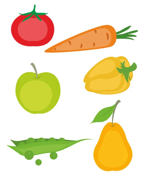 Zöldség- és gyümölcskészlet — Stock Vector