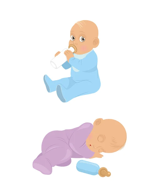 Deux petits bébés — Image vectorielle