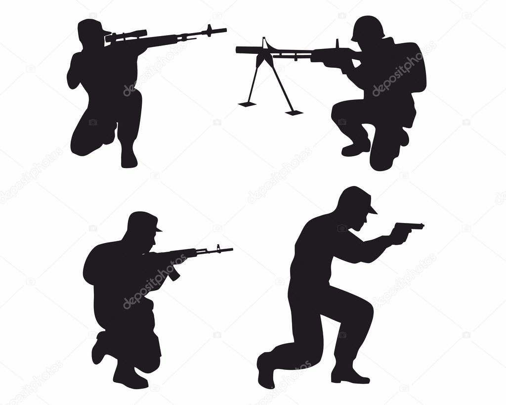 Four soldiers silhouettes