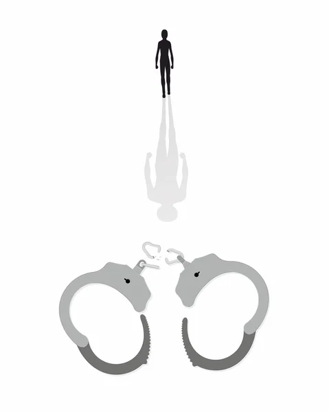 Man freed from the shackles — Stock Vector