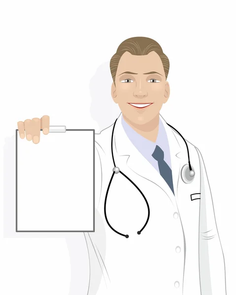 Dokter met tablet — Stockvector