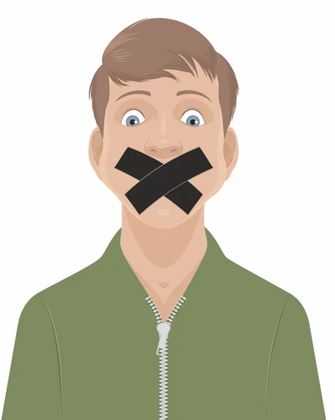 Man with a taped mouth — Stock Vector