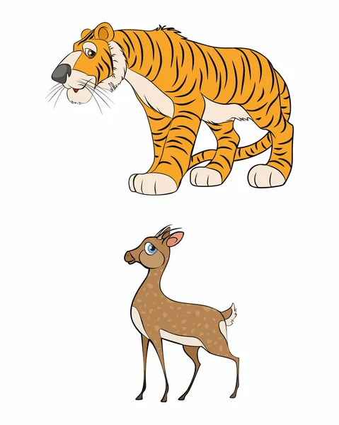 Gasell och tiger — Stock vektor