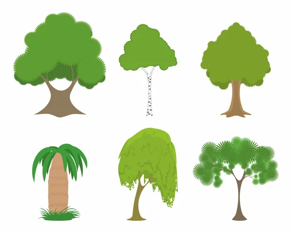 Zöld fák készlet — Stock Vector