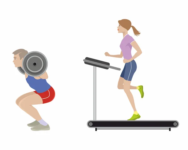 Personas en el gimnasio — Vector de stock