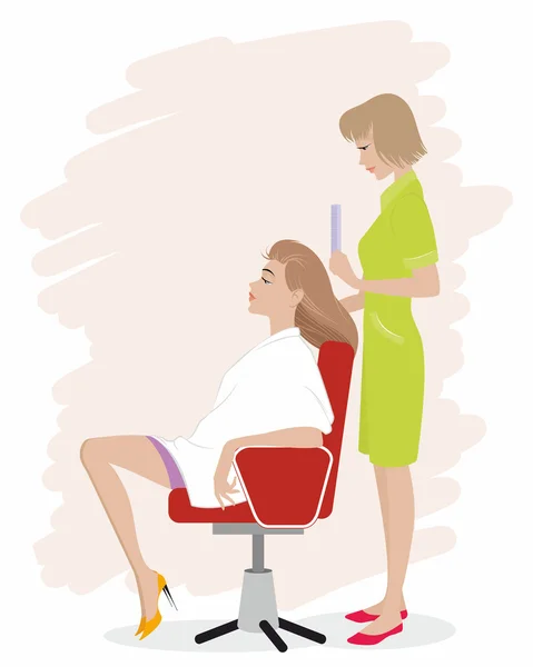 Girl in hairdressing salon — Stock Vector