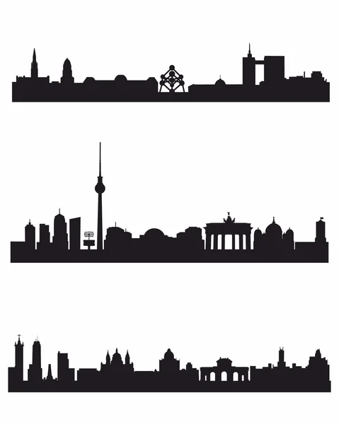 Sílhuetas de três capitais —  Vetores de Stock