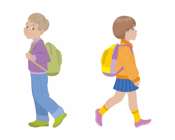 Děti chodící do školy — Stockový vektor