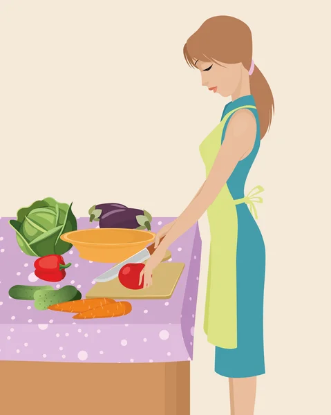 Girl cooking — Stock Vector