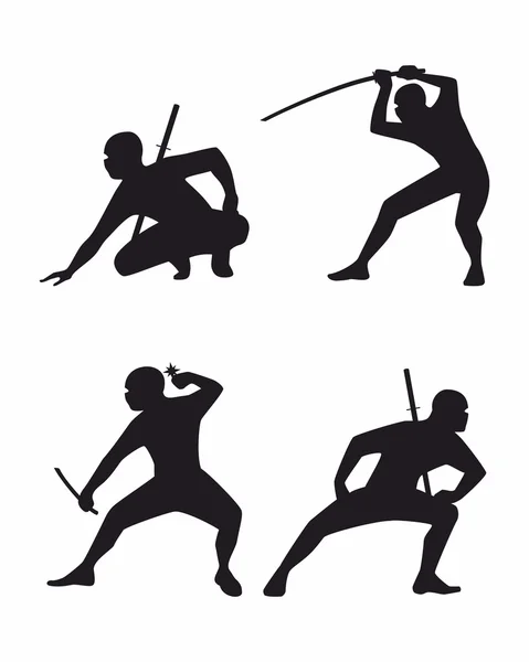 Vier ninja set — Stockvector