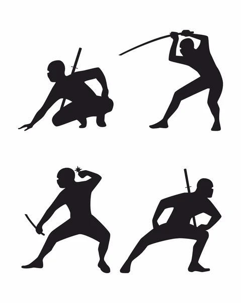 Quatro ninja set — Vetor de Stock