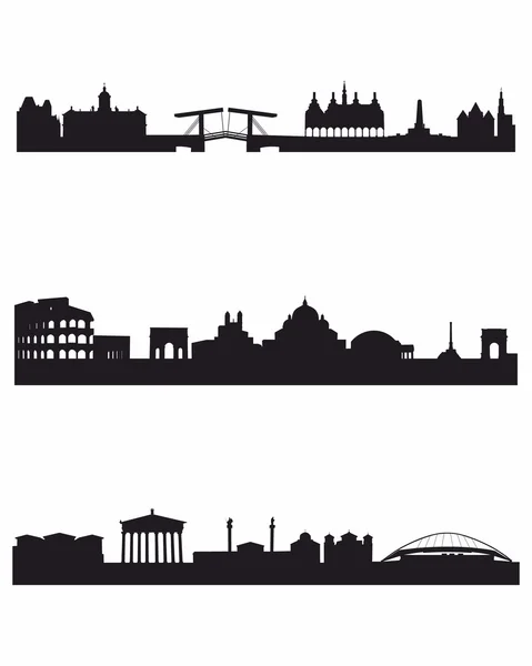 Trois silhouettes capitales — Image vectorielle