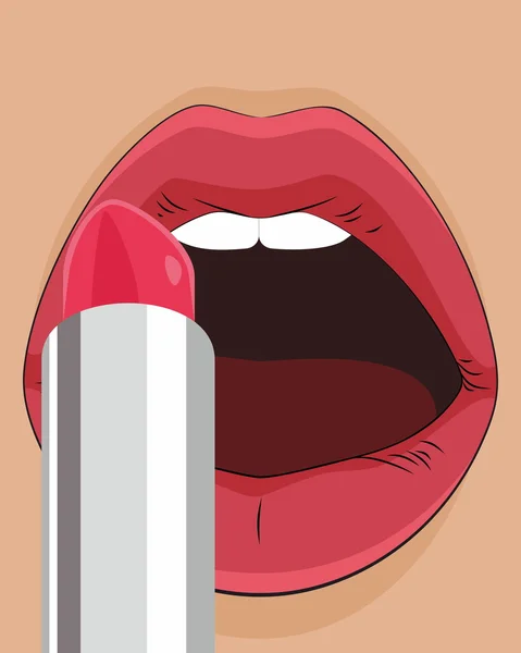 Lips with a lipstick — Stock Vector