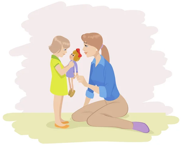 Mother playing with daughter — Stock Vector