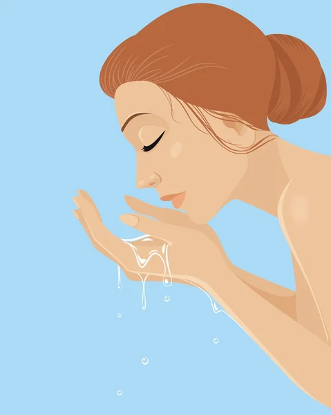 Girl washing face — Stock Vector