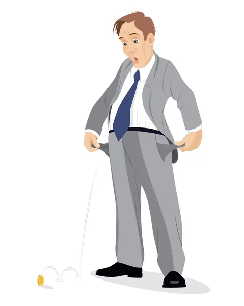 Businessman with empty pockets — Stock Vector