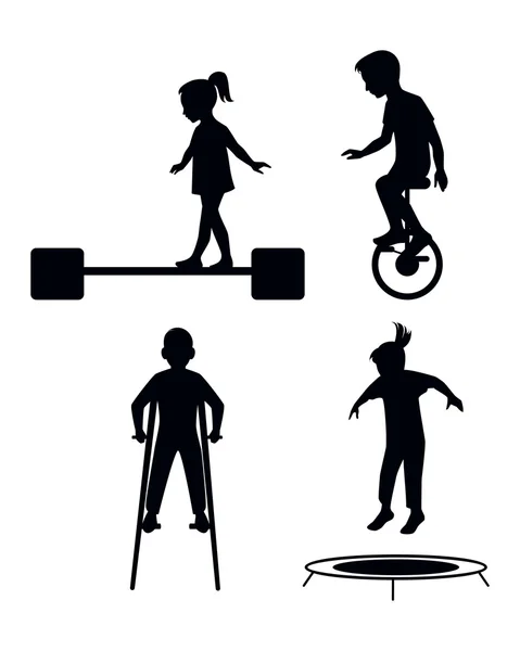 Çocuklar oynarken Silhouettes