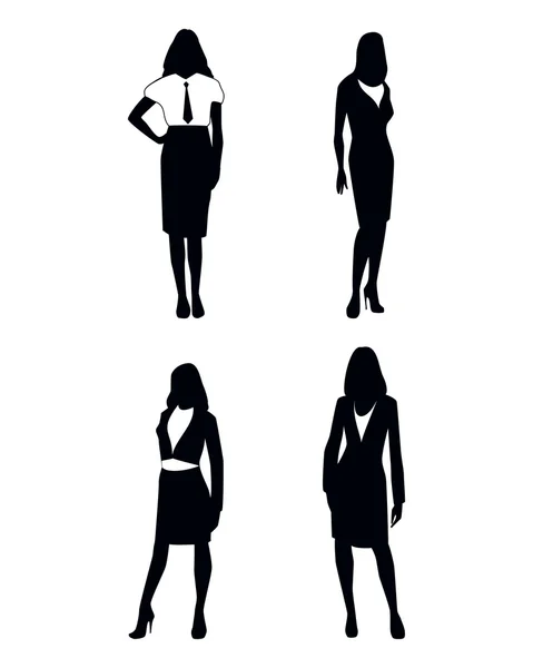 Four businesswoman silhouettes — Stock Vector