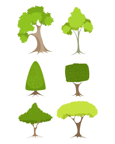Conjunto de árvores verdes — Vetor de Stock