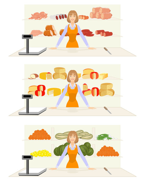 Salesman behind the counter