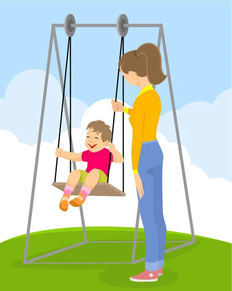 Child on a swing — Stock Vector