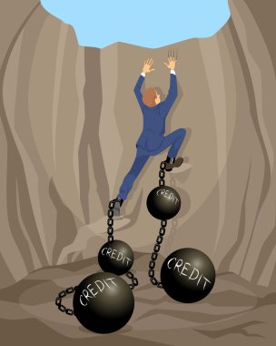 Man in debt hole clipart