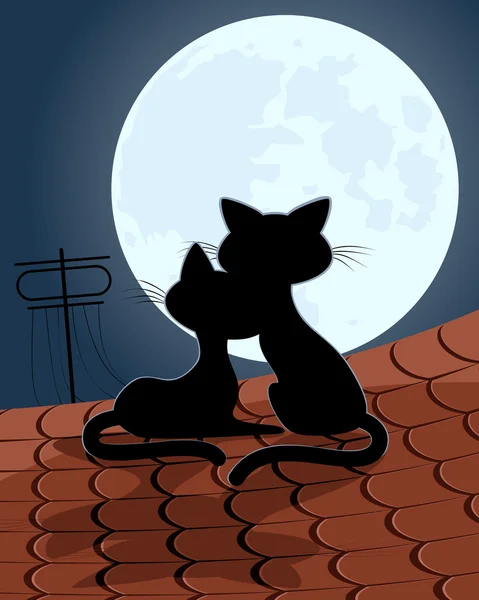 爱在屋顶上的猫 — 图库矢量图片#