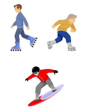 Kayakçı çocuklar sette beyaz