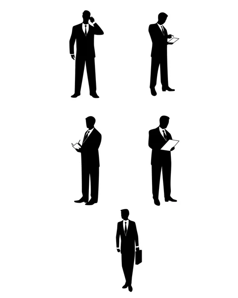 Silhouettes d'hommes d'affaires avec accessoires — Image vectorielle