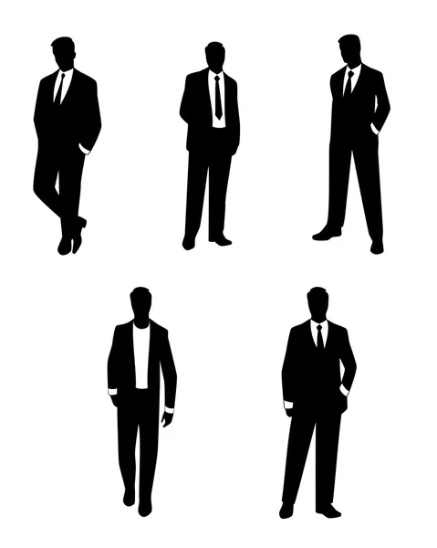 Conjunto de siluetas de hombre de negocios — Vector de stock