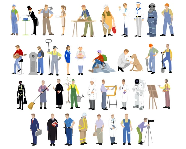 Différentes professions définies — Image vectorielle