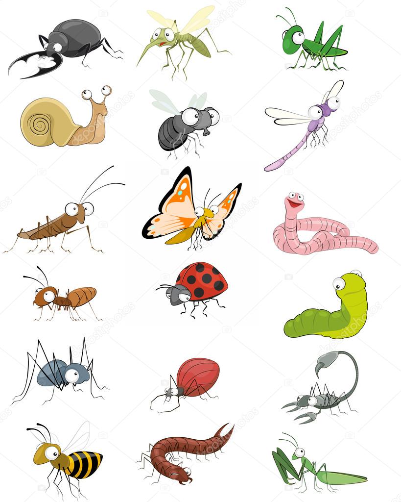 Icons insects set 