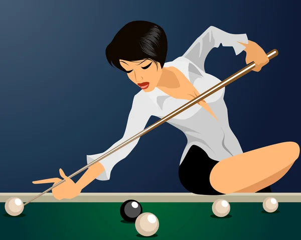 Fille joue au billard — Image vectorielle