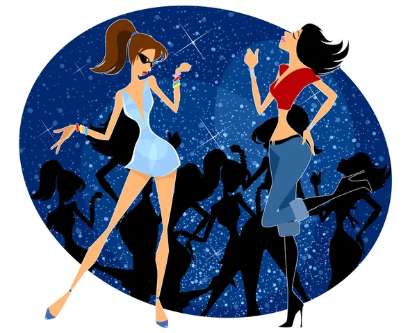 Two girls dancing — Stock Vector