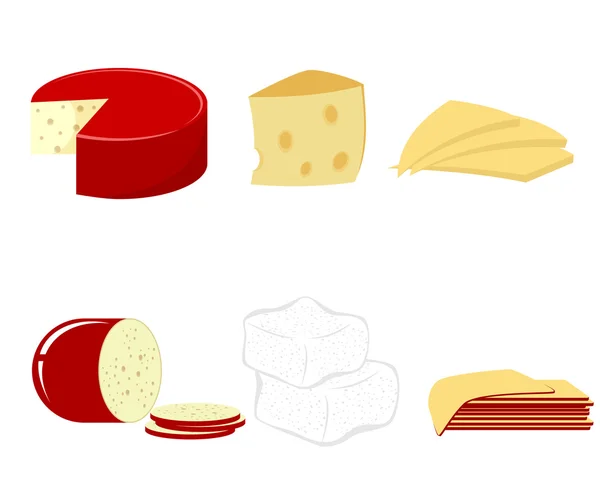 Шесть сортов сыра — стоковый вектор