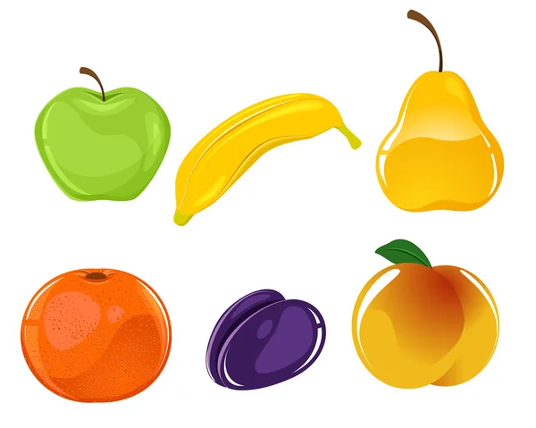 Six fruits set — Stock Vector