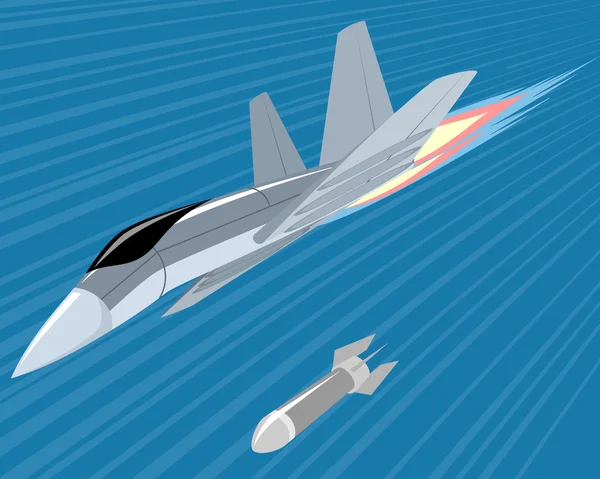 Bombardero lanzando cohetes Ilustración de stock