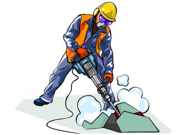 Worker with jackhammer clipart