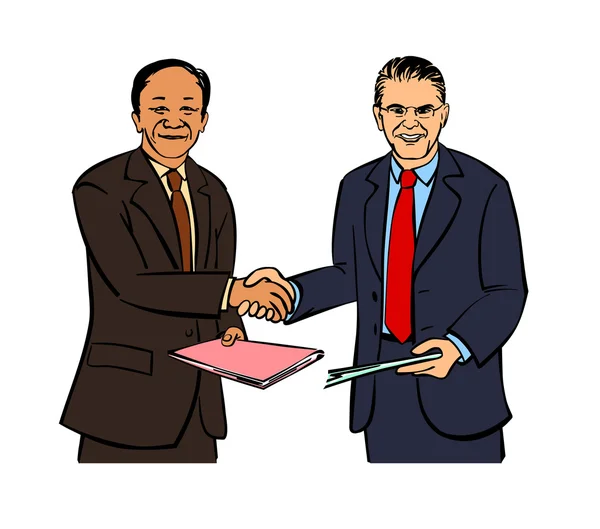 Deux hommes d'affaires poignée de main — Image vectorielle