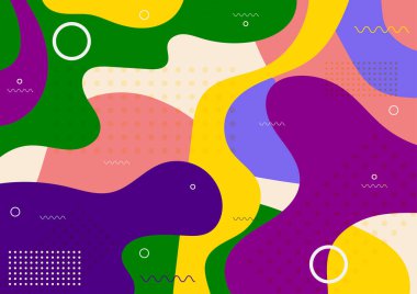 Memphis biçimi, soyut serbest biçim geometrik arkaplan, Vektör ve illüstrasyon, şekil pankartı veya poster tasarımı.