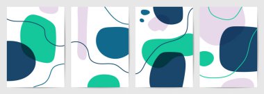 Soyut duvar sanatı vektörü. Moda seti, duvar çerçeveli baskılar için tasarım, tuval posteri, kartpostal veya broşür olarak sanat eseri. Vektör illüstrasyonu.