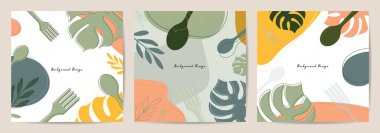 Soyut duvar sanatı vektörü. Moda seti, Modern Poster Sanat. Duvar çerçeveli baskılar, tuval posteri, kartpostal veya broşür olarak sanat eserleri için tasarım. Vektör illüstrasyonu.