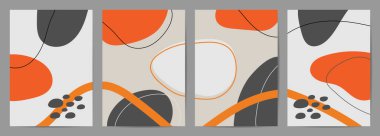 Soyut duvar sanatı vektörü. Moda seti, Modern Poster Sanat. Duvar çerçeveli baskılar, tuval posteri, kartpostal veya broşür olarak sanat eserleri için tasarım. Vektör illüstrasyonu.