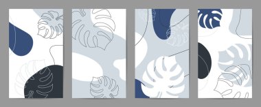 Moda seti, Modern Poster Sanat. Duvar çerçeveli baskılar, tuval posteri, kartpostal veya broşür olarak sanat eserleri için tasarım. Vektör illüstrasyonu.