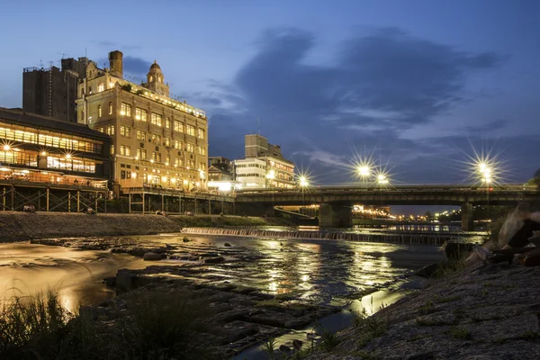 Kamo river at night — Stock Photo, Image