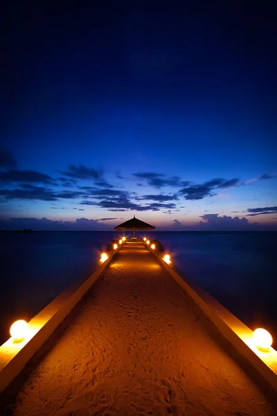 Pontile di pesca di notte — Foto Stock