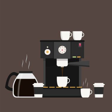 Kahve makinesi vektörü. Duvar kağıdı. kahve fincanı vektörü.