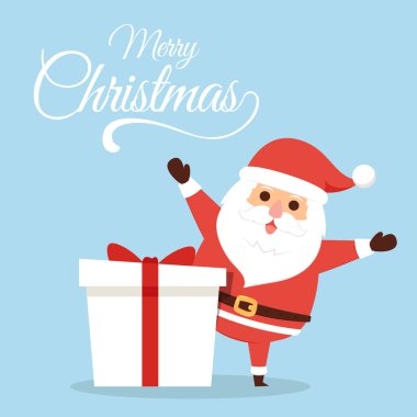 Mutlu Noel posterleri. Noel Baba çizgi film vektörü. Noel Baba karakter tasarımı.